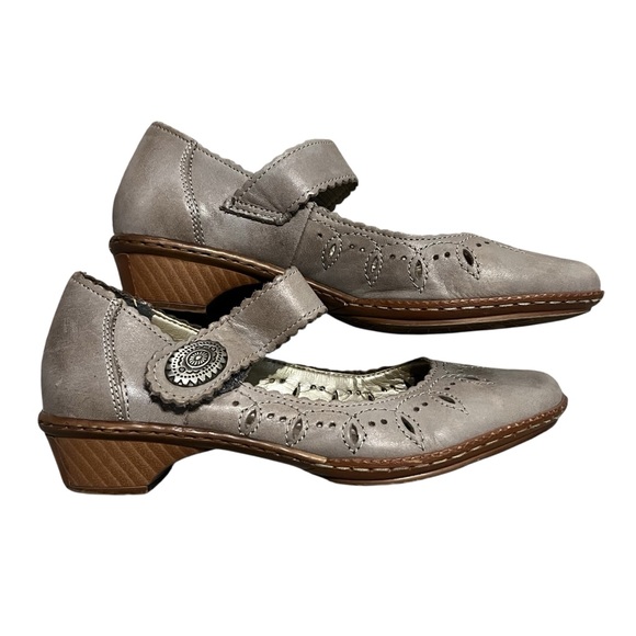 Rieker Shoes - Rieker Gray Brown Derby Sandal Flat Size 5.5
